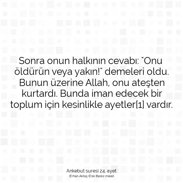 Ayetbul | Kuran Mealleri | Quran | Ankebut suresi 24. ayet