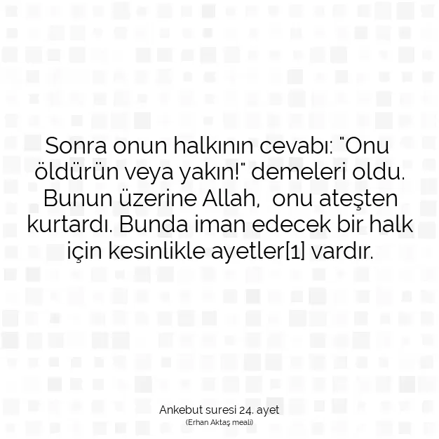 Ayetbul | Kuran Mealleri | Quran | Ankebut suresi 24. ayet