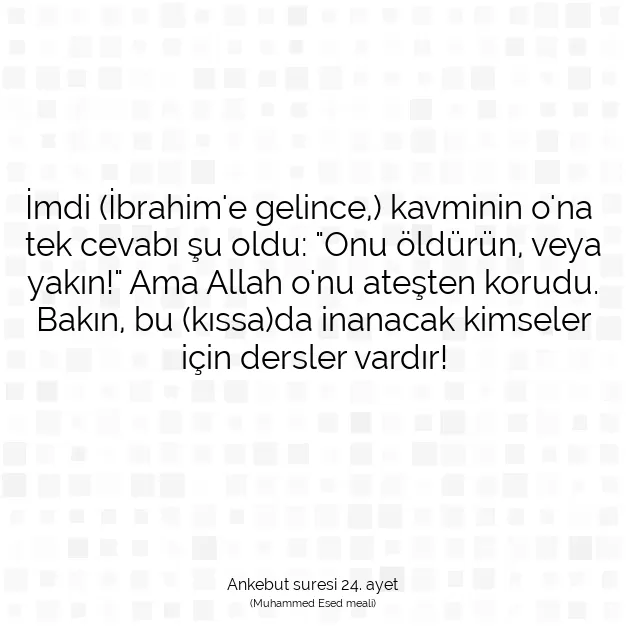 Ayetbul | Kuran Mealleri | Quran | Ankebut suresi 24. ayet