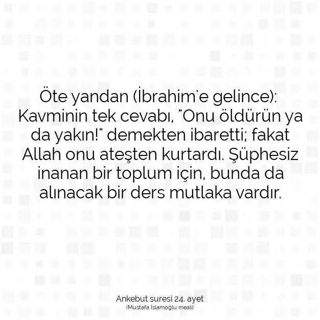 Ayetbul | Kuran Mealleri | Quran | Ankebut suresi 24. ayet