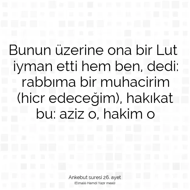 Ayetbul | Kuran Mealleri | Quran | Ankebut suresi 26. ayet