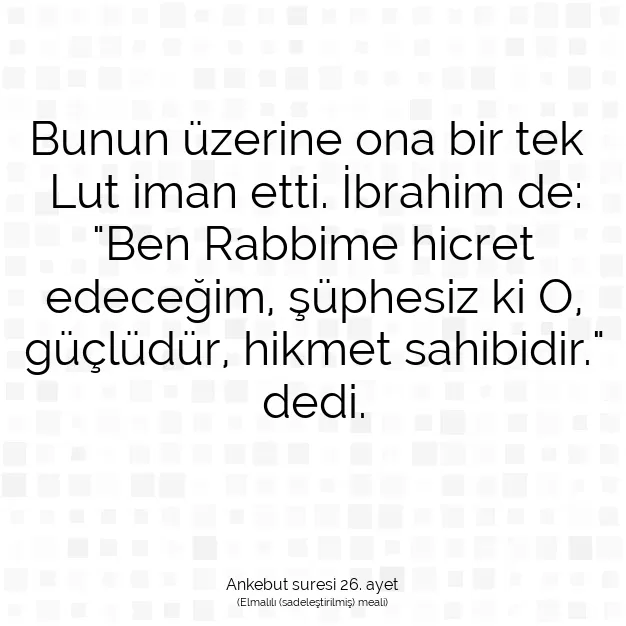 Ayetbul | Kuran Mealleri | Quran | Ankebut suresi 26. ayet