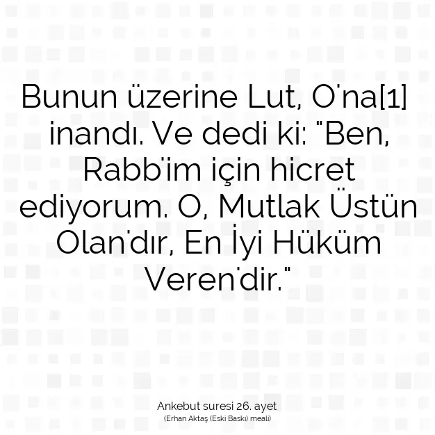 Ayetbul | Kuran Mealleri | Quran | Ankebut suresi 26. ayet