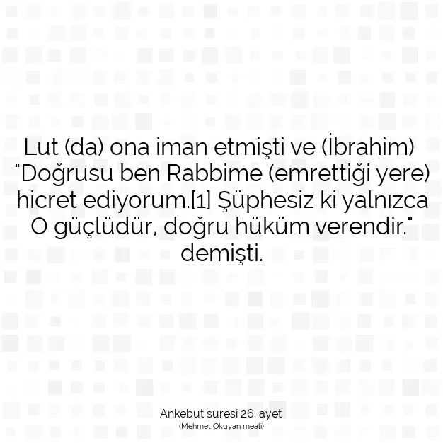 Ayetbul | Kuran Mealleri | Quran | Ankebut suresi 26. ayet