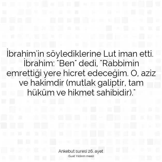 Ayetbul | Kuran Mealleri | Quran | Ankebut suresi 26. ayet