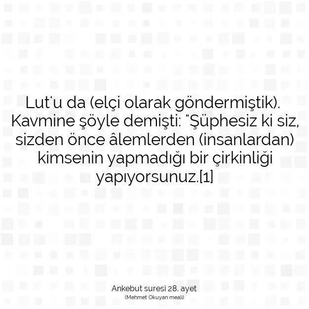 Ayetbul | Kuran Mealleri | Quran | Ankebut suresi 28. ayet