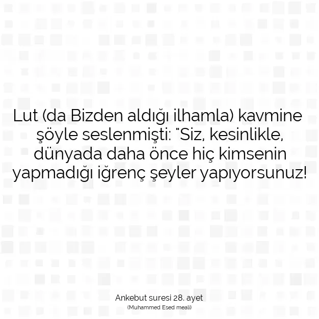 Ayetbul | Kuran Mealleri | Quran | Ankebut suresi 28. ayet