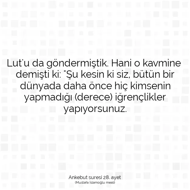 Ayetbul | Kuran Mealleri | Quran | Ankebut suresi 28. ayet