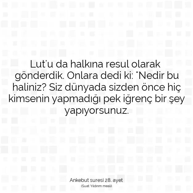 Ayetbul | Kuran Mealleri | Quran | Ankebut suresi 28. ayet