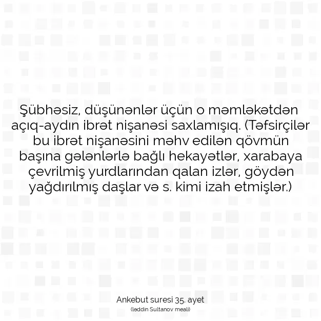 Ayetbul | Kuran Mealleri | Quran | Ankebut suresi 35. ayet