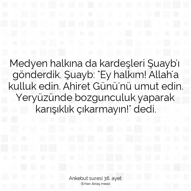 Ayetbul | Kuran Mealleri | Quran | Ankebut suresi 36. ayet