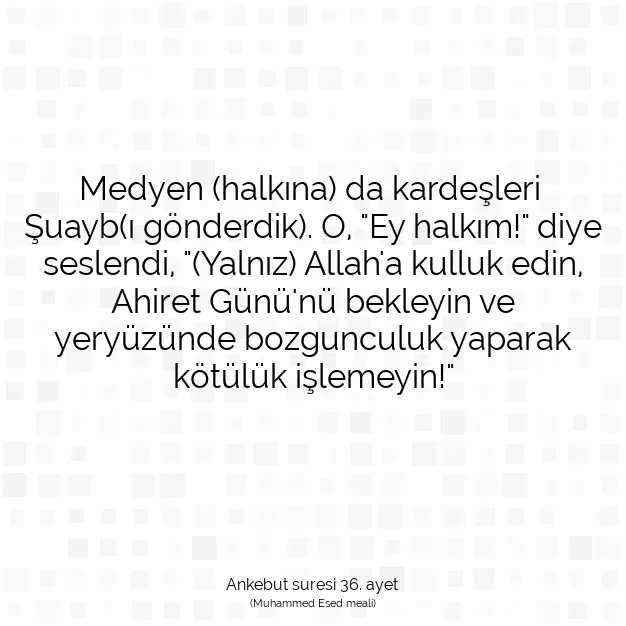 Ayetbul | Kuran Mealleri | Quran | Ankebut suresi 36. ayet