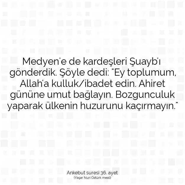 Ayetbul | Kuran Mealleri | Quran | Ankebut suresi 36. ayet