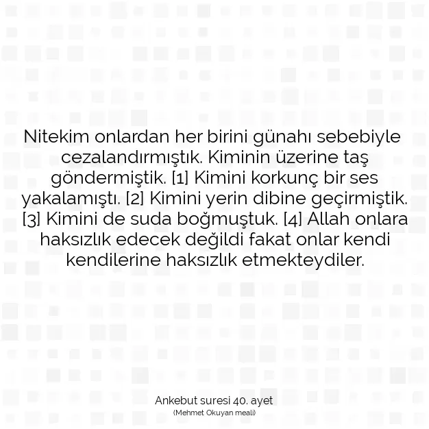 Ayetbul | Kuran Mealleri | Quran | Ankebut suresi 40. ayet