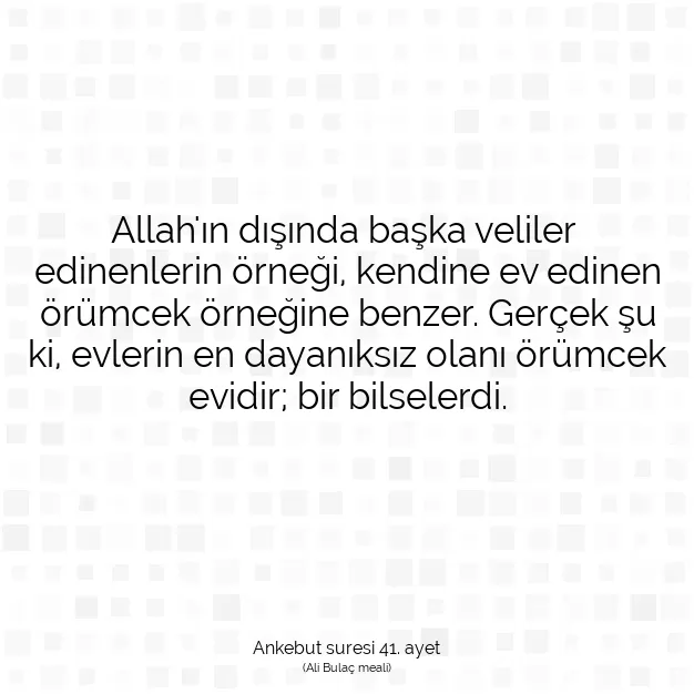 Ayetbul | Kuran Mealleri | Quran | Ankebut suresi 41. ayet