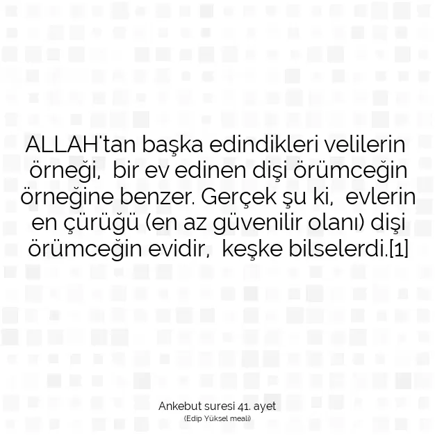 Ayetbul | Kuran Mealleri | Quran | Ankebut suresi 41. ayet