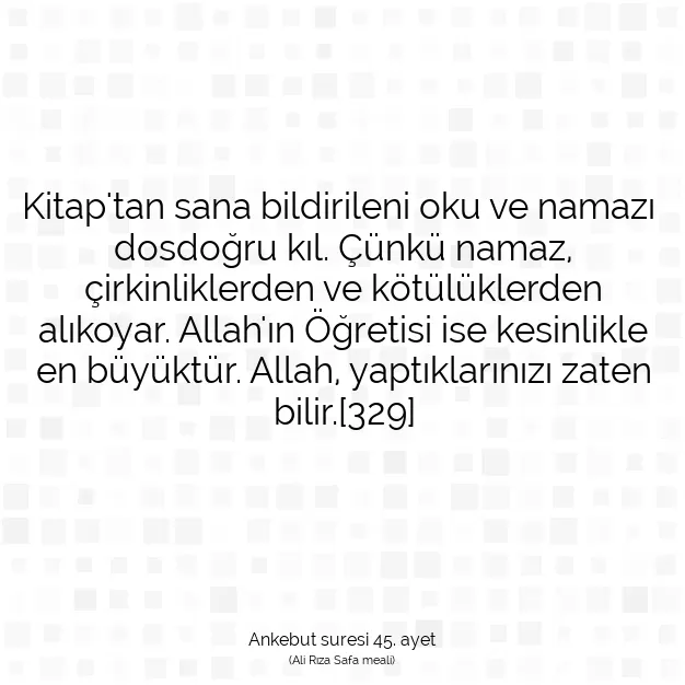 Ayetbul | Kuran Mealleri | Quran | Ankebut suresi 45. ayet