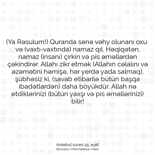 Ayetbul | Kuran Mealleri | Quran | Ankebut suresi 45. ayet