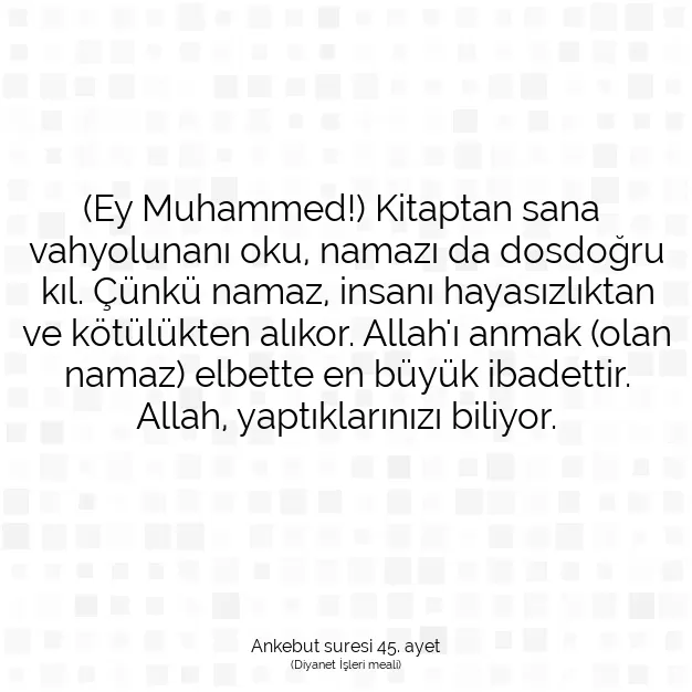 Ayetbul | Kuran Mealleri | Quran | Ankebut suresi 45. ayet