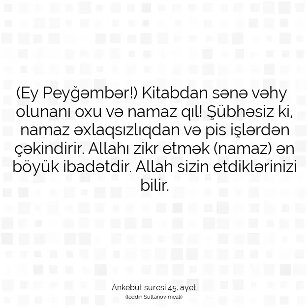 Ayetbul | Kuran Mealleri | Quran | Ankebut suresi 45. ayet