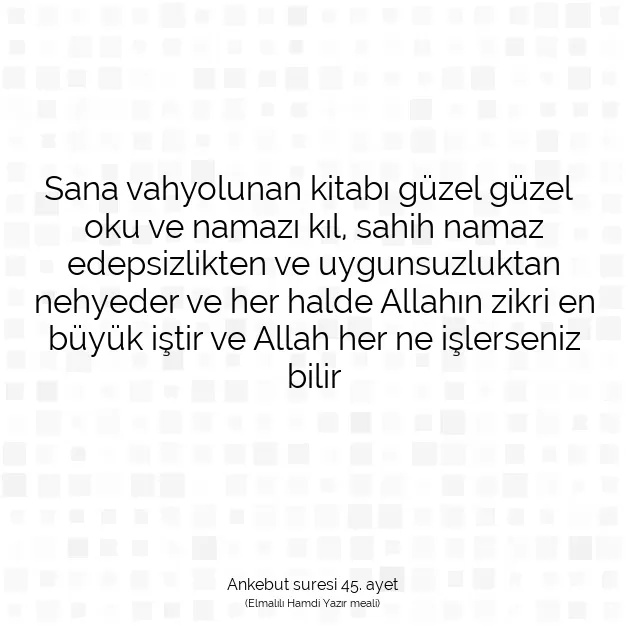 Ayetbul | Kuran Mealleri | Quran | Ankebut suresi 45. ayet