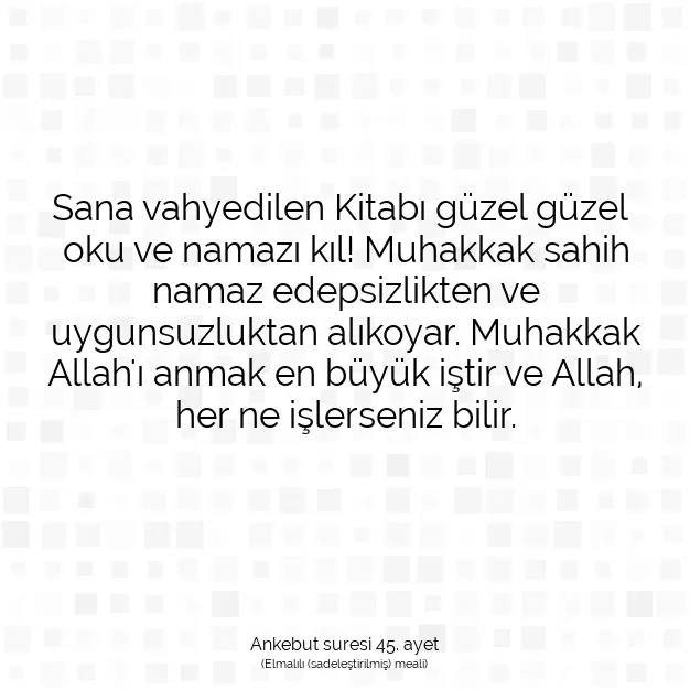 Ayetbul | Kuran Mealleri | Quran | Ankebut suresi 45. ayet