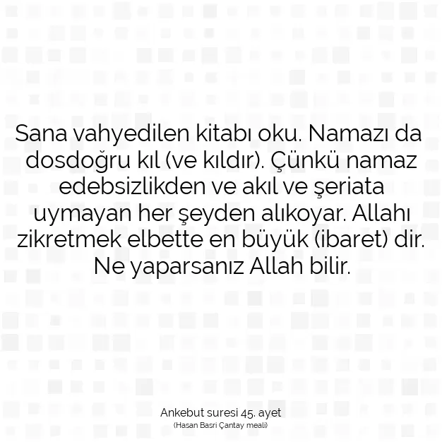 Ayetbul | Kuran Mealleri | Quran | Ankebut suresi 45. ayet