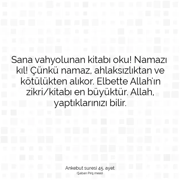 Ayetbul | Kuran Mealleri | Quran | Ankebut suresi 45. ayet