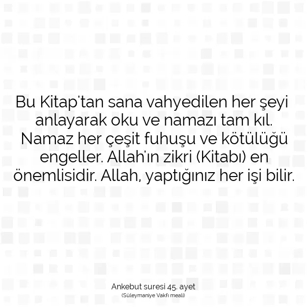 Ayetbul | Kuran Mealleri | Quran | Ankebut suresi 45. ayet