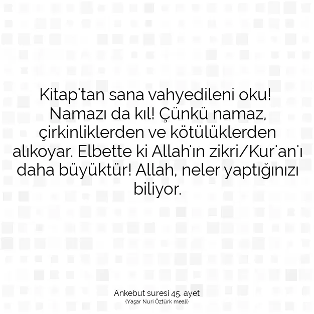 Ayetbul | Kuran Mealleri | Quran | Ankebut suresi 45. ayet