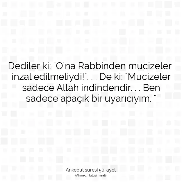 Ayetbul | Kuran Mealleri | Quran | Ankebut suresi 50. ayet