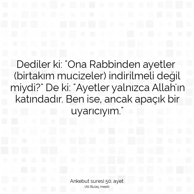 Ayetbul | Kuran Mealleri | Quran | Ankebut suresi 50. ayet