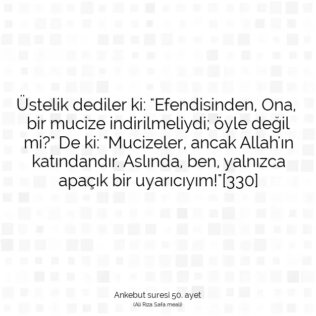 Ayetbul | Kuran Mealleri | Quran | Ankebut suresi 50. ayet