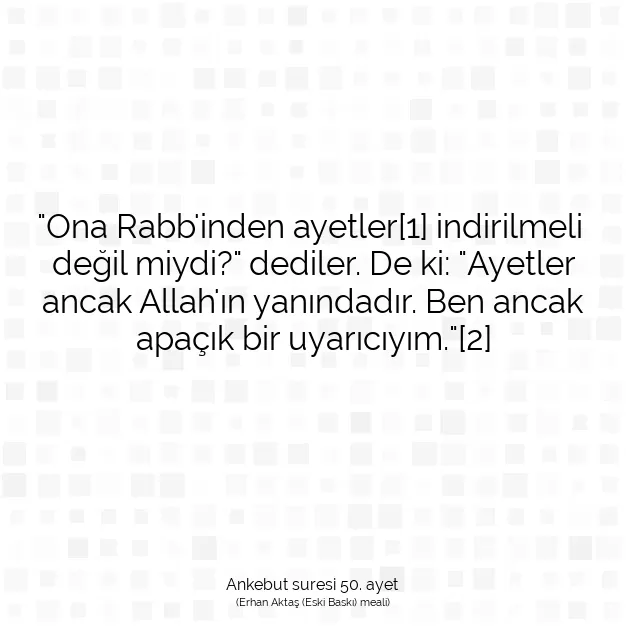 Ayetbul | Kuran Mealleri | Quran | Ankebut suresi 50. ayet