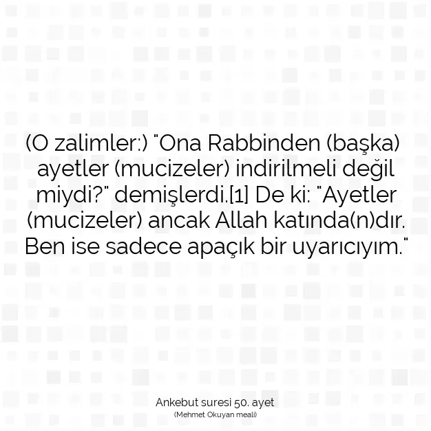 Ayetbul | Kuran Mealleri | Quran | Ankebut suresi 50. ayet