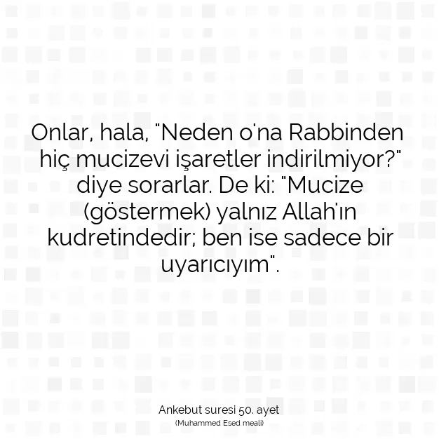 Ayetbul | Kuran Mealleri | Quran | Ankebut suresi 50. ayet