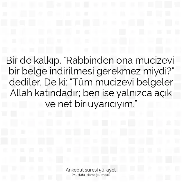 Ayetbul | Kuran Mealleri | Quran | Ankebut suresi 50. ayet