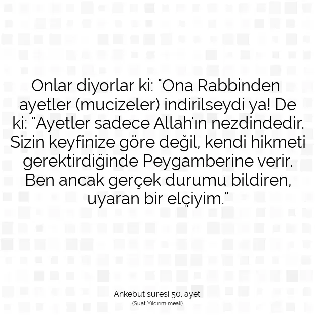 Ayetbul | Kuran Mealleri | Quran | Ankebut suresi 50. ayet