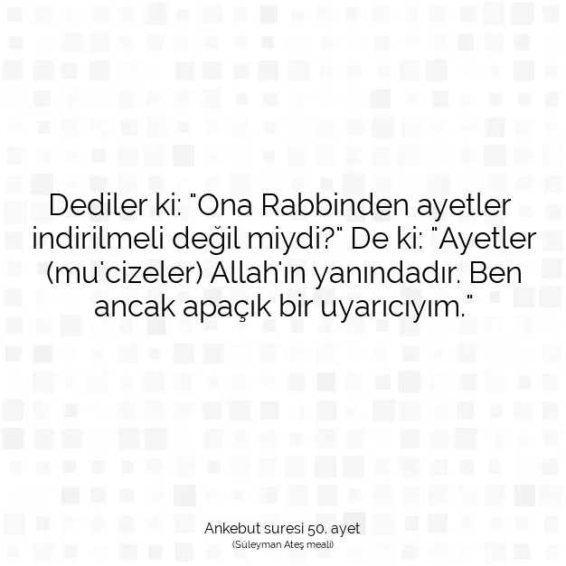 Ayetbul | Kuran Mealleri | Quran | Ankebut suresi 50. ayet