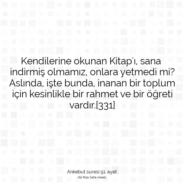 Ayetbul | Kuran Mealleri | Quran | Ankebut suresi 51. ayet