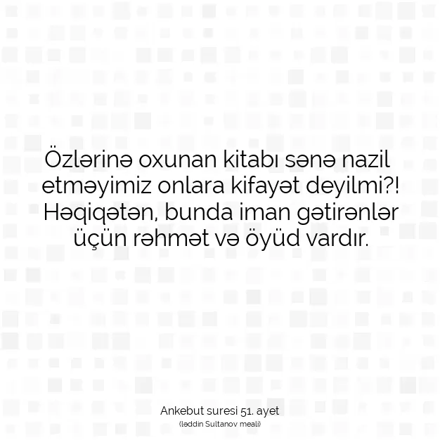 Ayetbul | Kuran Mealleri | Quran | Ankebut suresi 51. ayet