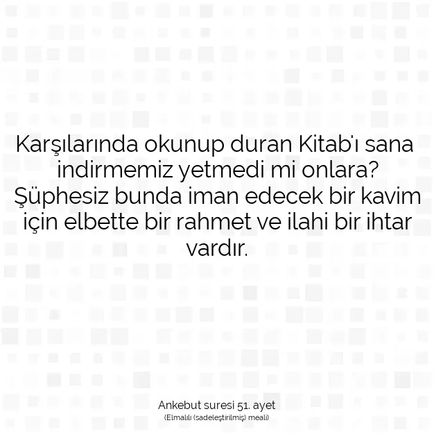 Ayetbul | Kuran Mealleri | Quran | Ankebut suresi 51. ayet