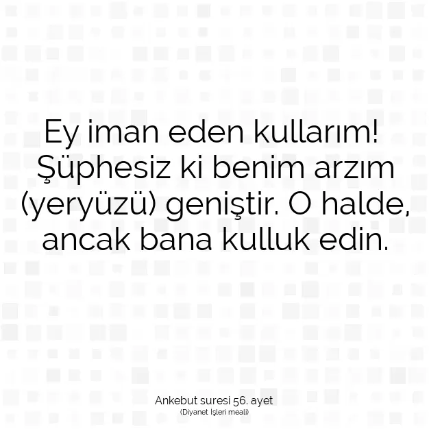 Ayetbul | Kuran Mealleri | Quran | Ankebut suresi 56. ayet