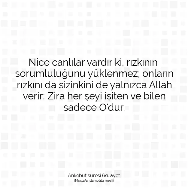 Ayetbul | Kuran Mealleri | Quran | Ankebut suresi 60. ayet