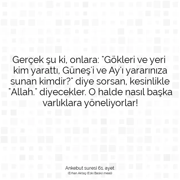 Ayetbul | Kuran Mealleri | Quran | Ankebut suresi 61. ayet