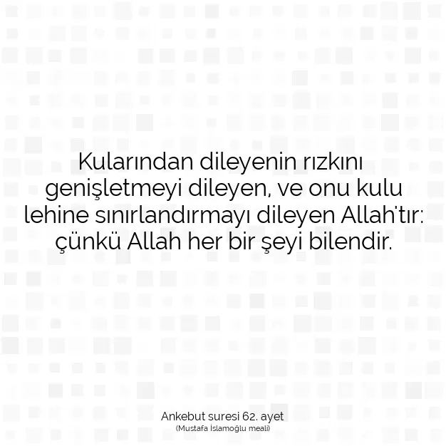 Ayetbul | Kuran Mealleri | Quran | Ankebut suresi 62. ayet