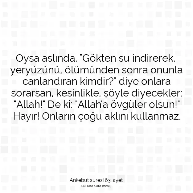 Ayetbul | Kuran Mealleri | Quran | Ankebut suresi 63. ayet