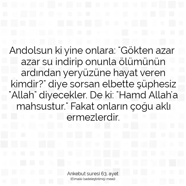 Ayetbul | Kuran Mealleri | Quran | Ankebut suresi 63. ayet