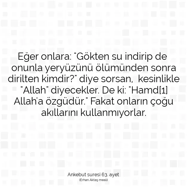 Ayetbul | Kuran Mealleri | Quran | Ankebut suresi 63. ayet