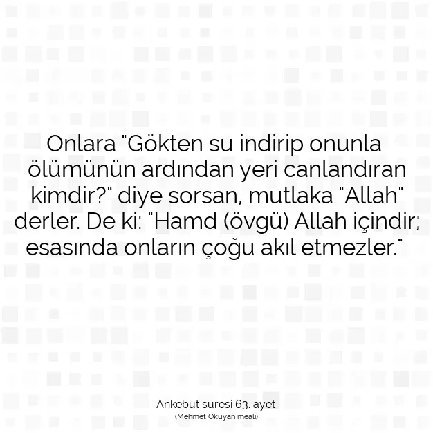 Ayetbul | Kuran Mealleri | Quran | Ankebut suresi 63. ayet